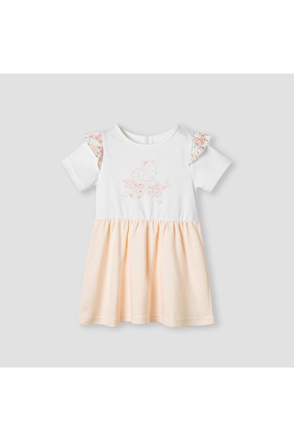 Printed A-line Dress with Ruffles