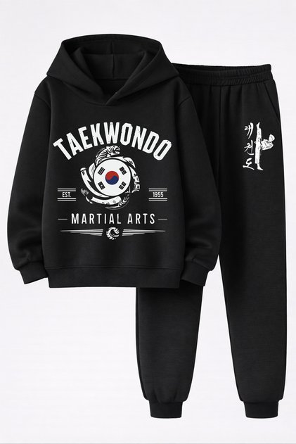 Taekwondo Printed 3-Ply Quality Sweatshirt and Trackpants Children's Bottom-Upper Set