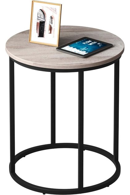 Round End Table, 20" Accent Small Side Table Nightstand Modern Bedside Table for Living Room Bedroom