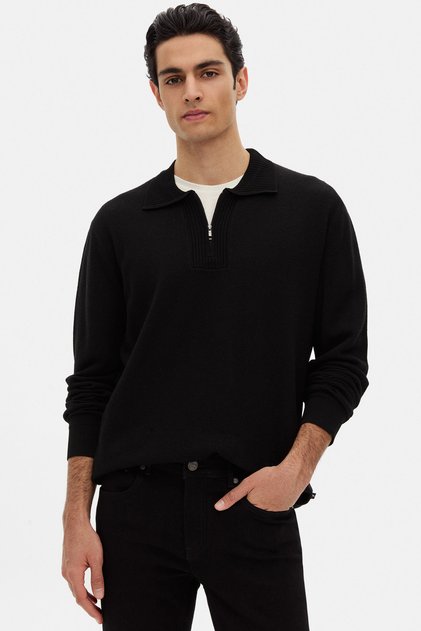 Relaxed Fit Siyah Kazak