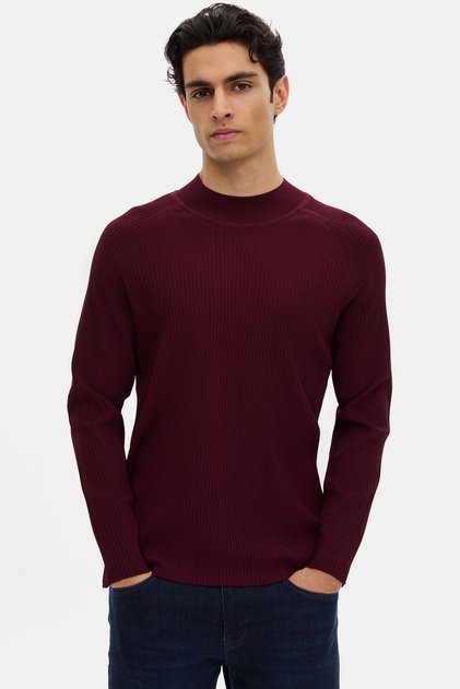 Slim Fit Bordo Kazak