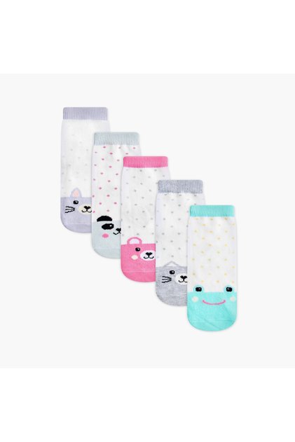 Animal Face Ankle Length Socks - Set of 5