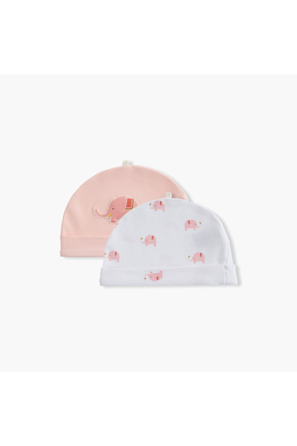 Elephant Print Cap - Set of 2