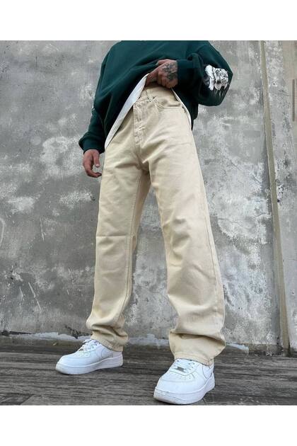 Men's Regular Fit Baggy Wide-Leg Black Jeans