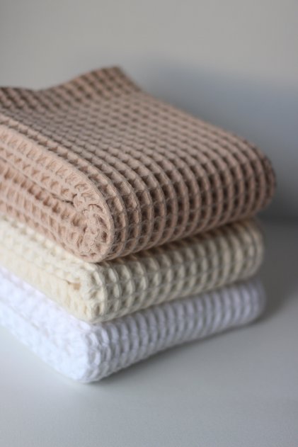 100% Cotton 3-Piece Waffle Hand and Face Towel Set - 40X80 Cm, Bohemian, Gift, Dowry, Guest, Kitchen