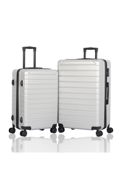Two hard-shell suitcases made of high-quality ABS plastic - 28-inch and 24-inch sizes - silver color, lightweight