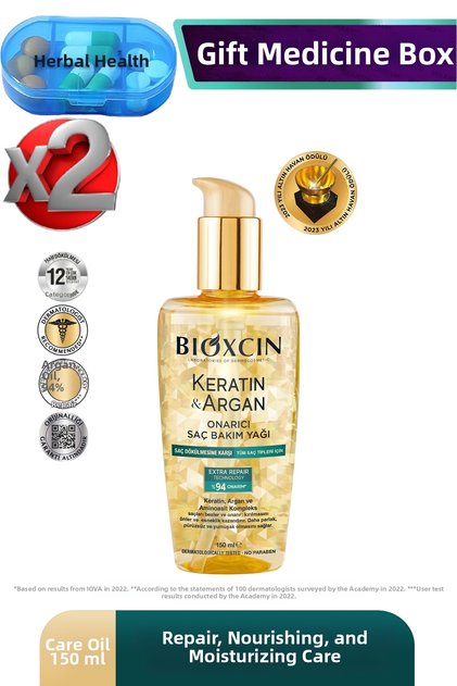 150 ml Keratin Argan Hair Care Oil - 2 Pieces, Damaged and Sensitive Hair