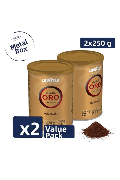 Qualita Oro 100% Arabica Ground Filter Coffee Canister 250 Gr |   2-Pack with Multiple Benefits