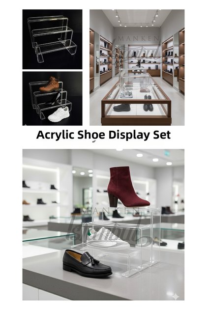 12 Pieces Plexi Transparent Stepped Shoe Rack Shoe Display Stand