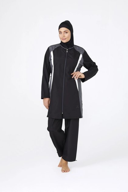 Parachute Fully Covered Hijab Swimsuit 0435 Black