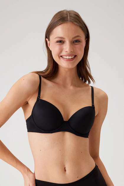 Women's Black 6205 Underwire Padded Micro Single Bra