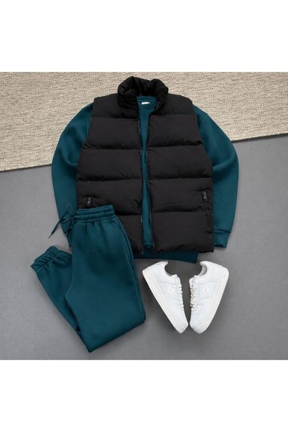 ERKEK 3 İPLİK BİSİKLET YAKA YELEKLİ 3'LÜ SET KOMBİN