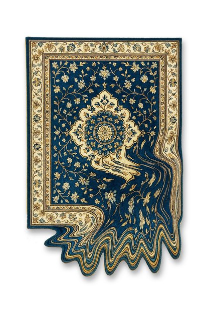 Sdt Navy Blue Themed Woven Base Vintage Decorative Carpet with Floral Motifs and Wavy Patterns Sdt36