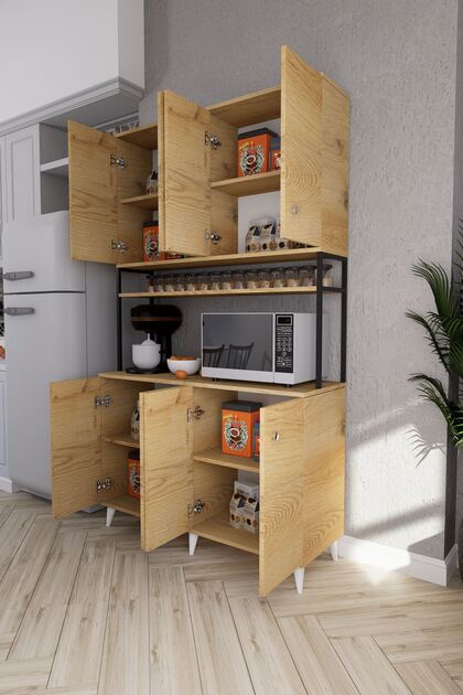 Miyaページ Mirobi Nexar Kavhe Köşesi 8 Raflı Çok Amaçlı Mutfak Dolabı Rivoli