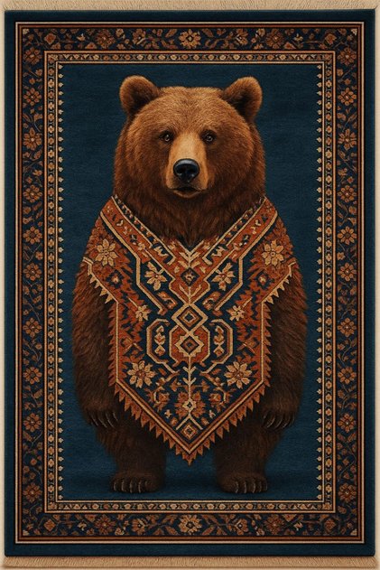 Sdt Bear Themed Patterned Woven Base Modern Decorative Carpet Sdt201
