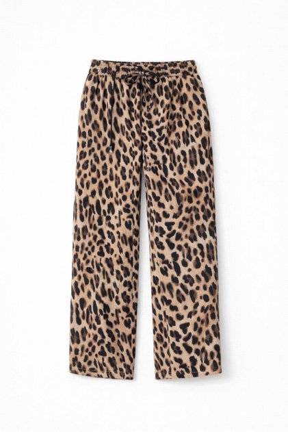 LEOPAR DESENLİ BELİ LASTİKLİ PANTOLON