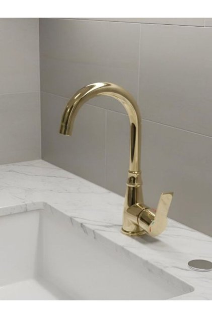 Alamera Pro Kuğu Banyo Lavabo Bataryası Altın - Su Tasarruflu, Modern Tasarım, Uzun Ömürlü Kullanım