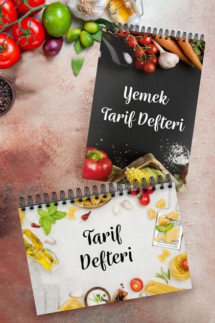 2'li Yemek Tarif Defteri Seti-1 adet siyah 1 adet beyaz yemek tarif defteri seti