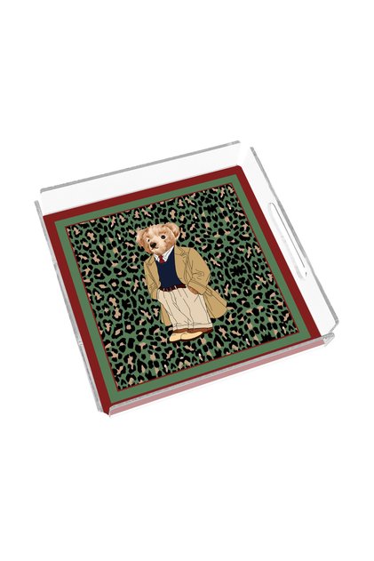 Leopard Teddy Bear 35X35 Plexiglass Tray