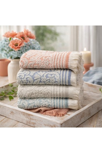100% Cotton Jagar Set of 4 50x90cm Towels