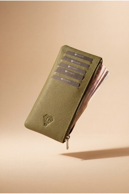 Genuine Leather Long Card Holder with Coin Compartment 2127