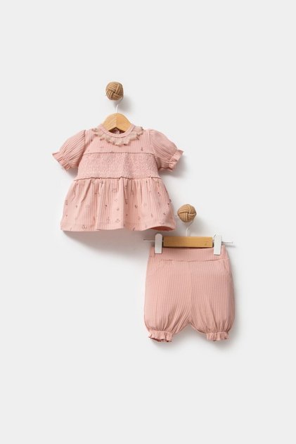 100% Organic Cotton Fabric Lace Collar Baby Girl Shorts Set of 2