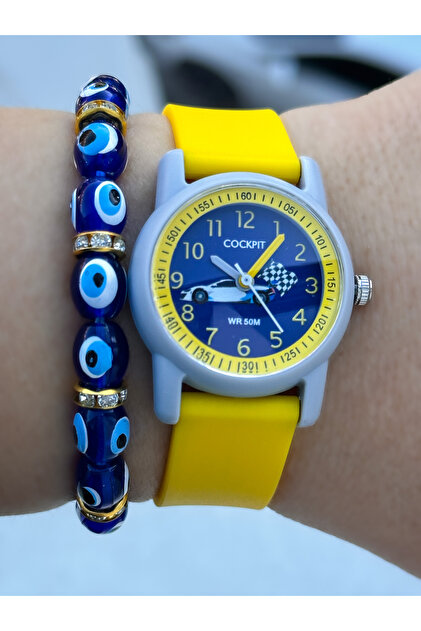 Brand Suitable for Marine Use, with Numbers, Silicone Strap, Yellow Boy's Wristwatch Bracelet