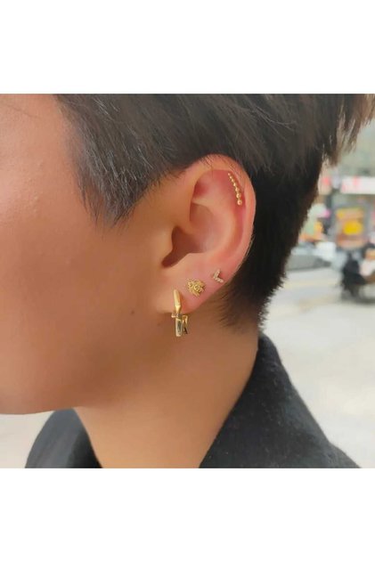 14 Ayar Altın Süzme Toplu Tragus Helix Piercing tragus