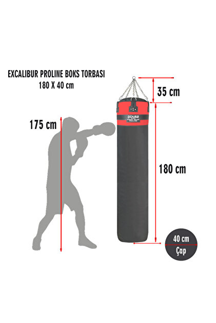 Excalibur Proline Salon Tipi Boks Torbası 180 x 40 Cm Kırmızı