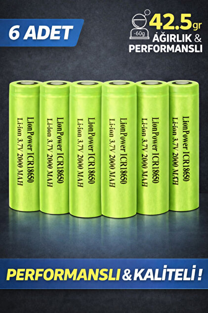 Lion 6'LI ICR18650 2000 MAH 42.5GR ŞARJLI PİL - Fiyatı, Yorumları