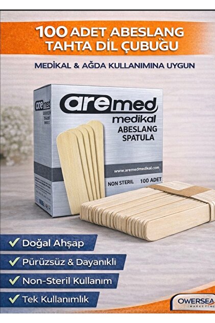 1* Kutu Marka Orijinal Kutulu - 100 Lük Abeslang Tahta Dil Çubuğu Basacağı -