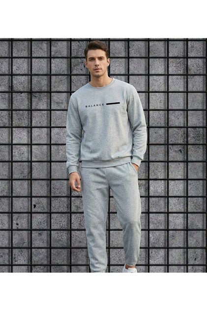 Gray Balance Yazlılı Oversized Tracksuit Set