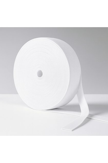 Final Düğme 1,5 cm x 10 Metre Beyaz Geniş Yassı Lastik – Bel, Paça, Don ve Elastik Bant İçin