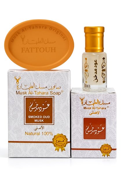 صابون الجسم بالعود المدخن والمسك 50 جرام + 6 مل مسك