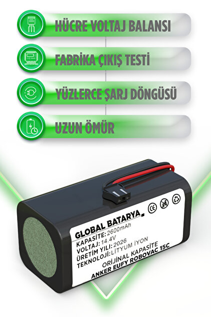 GLOBAL BATARYA Anker Eufy Robovac 15C Akıllı Robot Süpürge