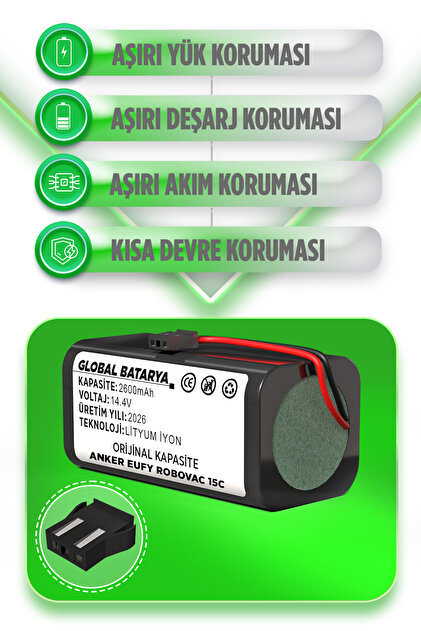 GLOBAL BATARYA Anker Eufy Robovac 15C Akıllı Robot Süpürge