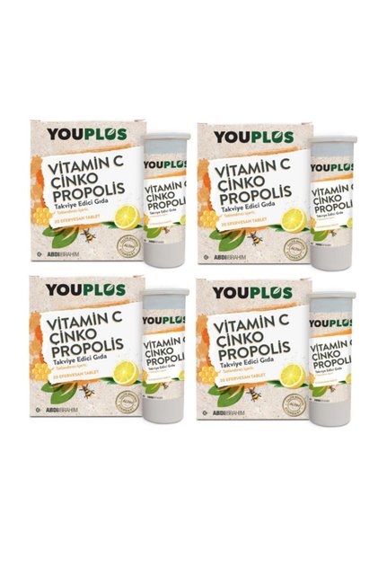 Vitamin C , Çinko Ve Propolis Içeren 20 Efervesan Tablet x 4 Adet