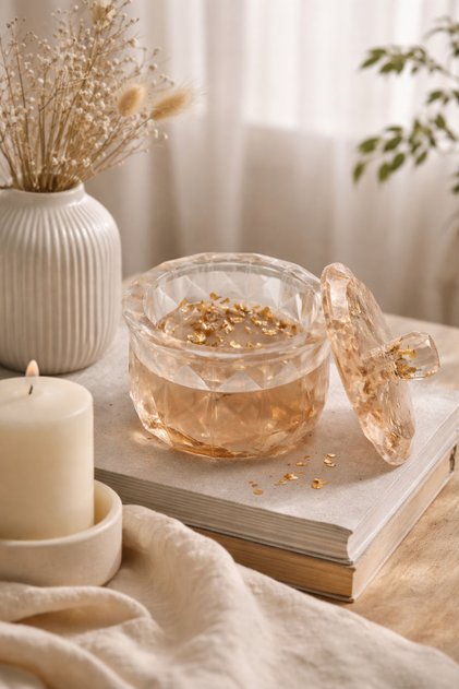 Decorative Box with Gold Detailed Lid | Jewelry, Candle, Candy, Buckle, Sewing and Button Storage Box,