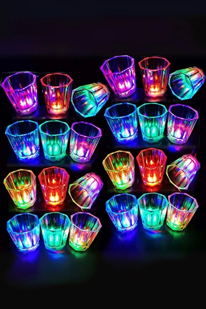 LED Işıklı Shot Bardağı - 3 Modlu Renk Değiştiren Işıklı Parti Bardağı - 1 Adet