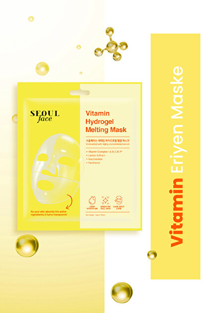 Vitamin Hydrojel Şeffaflaşan Kore Yüz Maskesi Nemlendirici Eriyen Maske 34 gr.