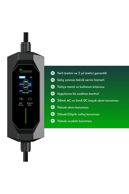 CksEnerji Elektrikli Araç Taşınabilir Şarj Istasyonu 7 Kw 32a Tip