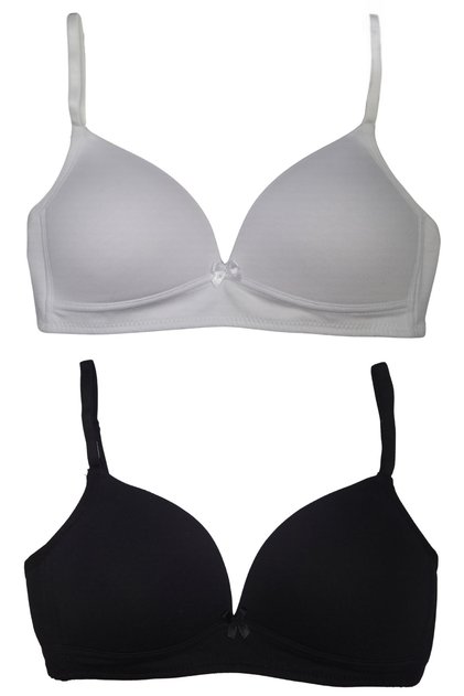 Teenage Girls and Children's Training Bra Cotton Padded Wire-Free Adjustable Straps Pack of 2