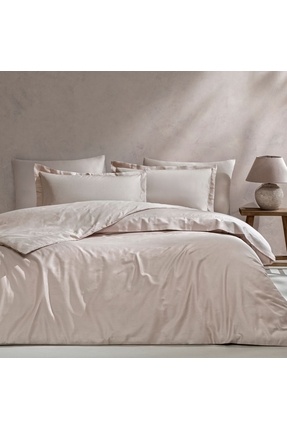 Linens Mix&Match Pamuk Saten Çift Kişilik Nevresim Kılıfı Taş