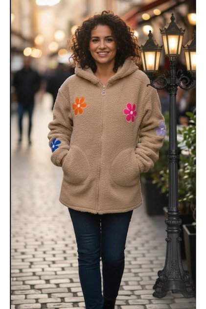 Daisy Detailed Plush Teddy Cardigan