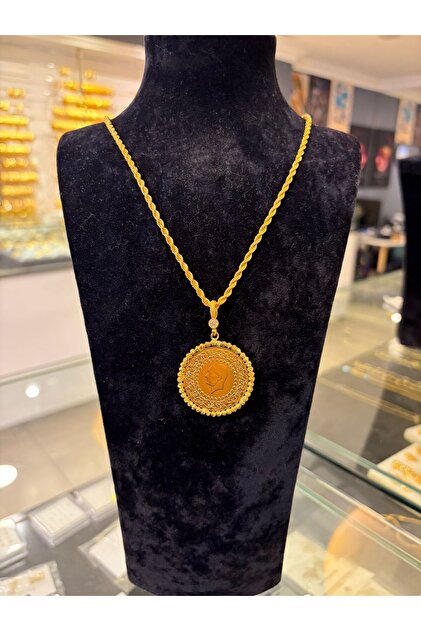 22 Ayar Altın Kaplama Tam Boy Dorika Model 3 mm Burgu Zincirli Kolye