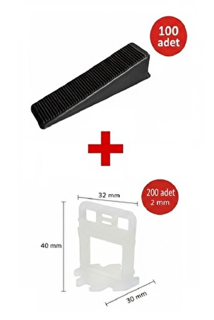 tabis Seviye Tespit Seti Seramik & Fayans 1 mm 100 Klips + 100