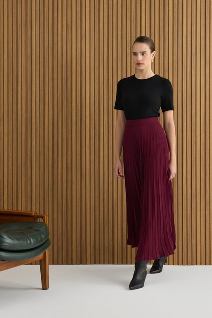Burgundy Pleated Skirt