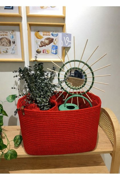 Ekinoks 35X25X25 Rectangular Jute Wicker Look Organizer Basket