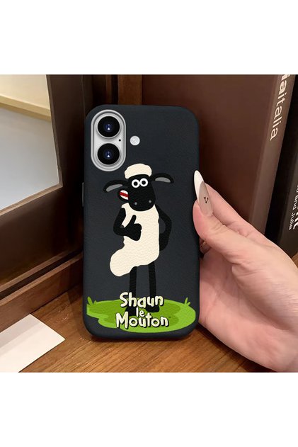 iPhone 16 Compatible Black Leather Textured Silicone Protects Camera Shock-Absorbing Case Cover