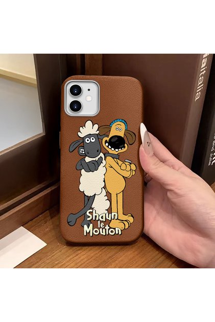 iPhone 11 Compatible Brown Leather Texture Silicone Protects Camera Shock Absorbing Case Cartoon